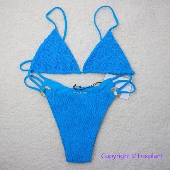 New Set! Free People x Aila Blue blue bikini, top size S, bottom size M - Picture 3 of 14